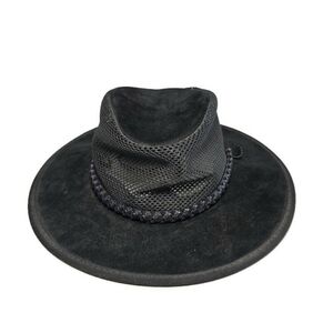 VTG Monterey Bay Sirocco Hat Breeze Black Suede Leather Mesh Western Sz SM USA